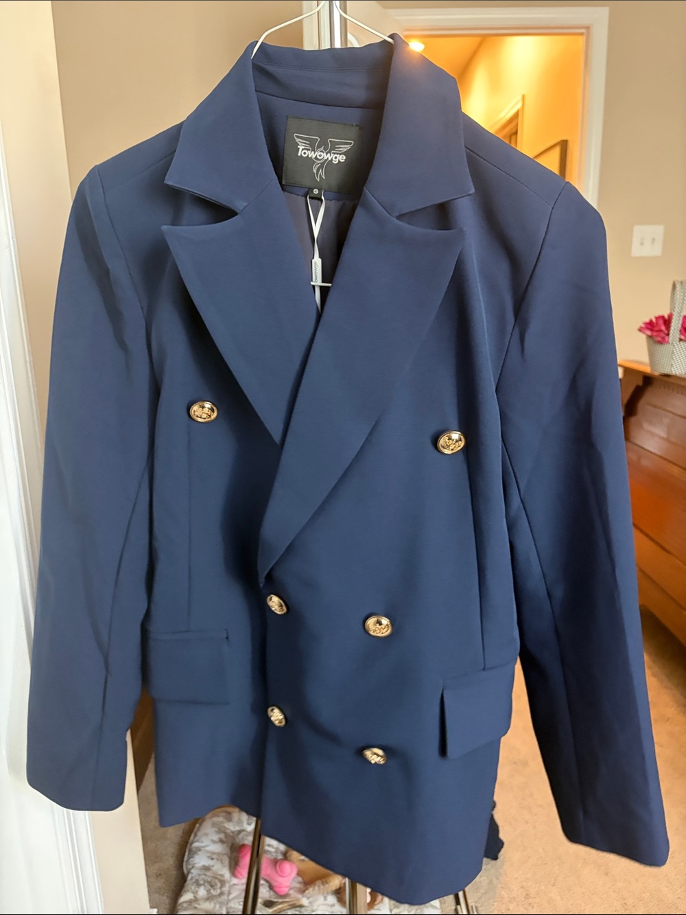 Double-Breasted Navy Blazer Jacket